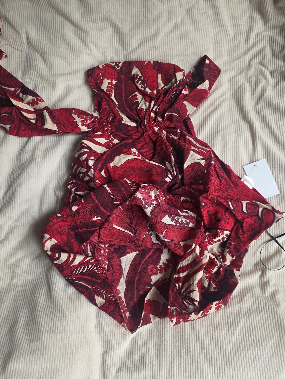 H&M Strap-detail One-shoulder Top Floral Red Paysley Bnwt - Picture 16 of 16
